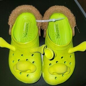 Crocs DreamWorks Shrek Kids Size 2J / 2Y Shoes Classic Clog Faux Fur Water Shoes
